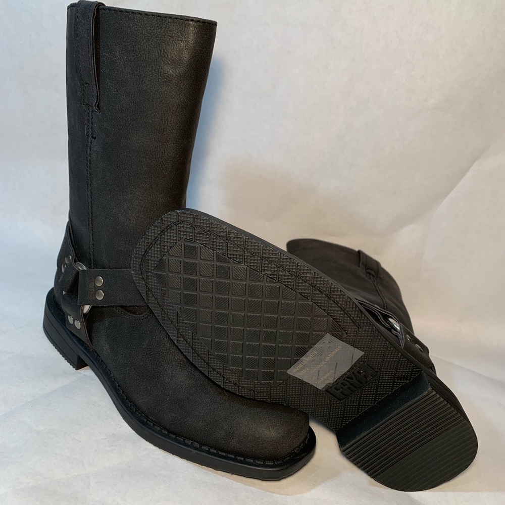 Frye Kids Black Leather Harness Boots